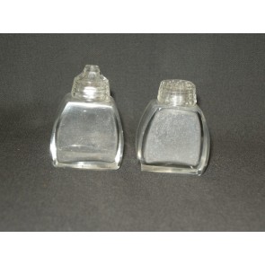 Gebruikt glas - kristal peper zout mosterd olie azijn  002. peper- en zoutvaatjes 