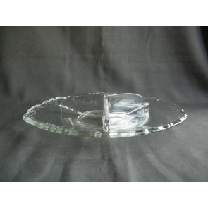 Gebruikt glas - kristal presenteerschalen 008. 3-vakschaal O26,5 cm.