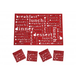 SALT & PEPPER Dine set van 4 placemats + 4 glasonderzetters kleur rood